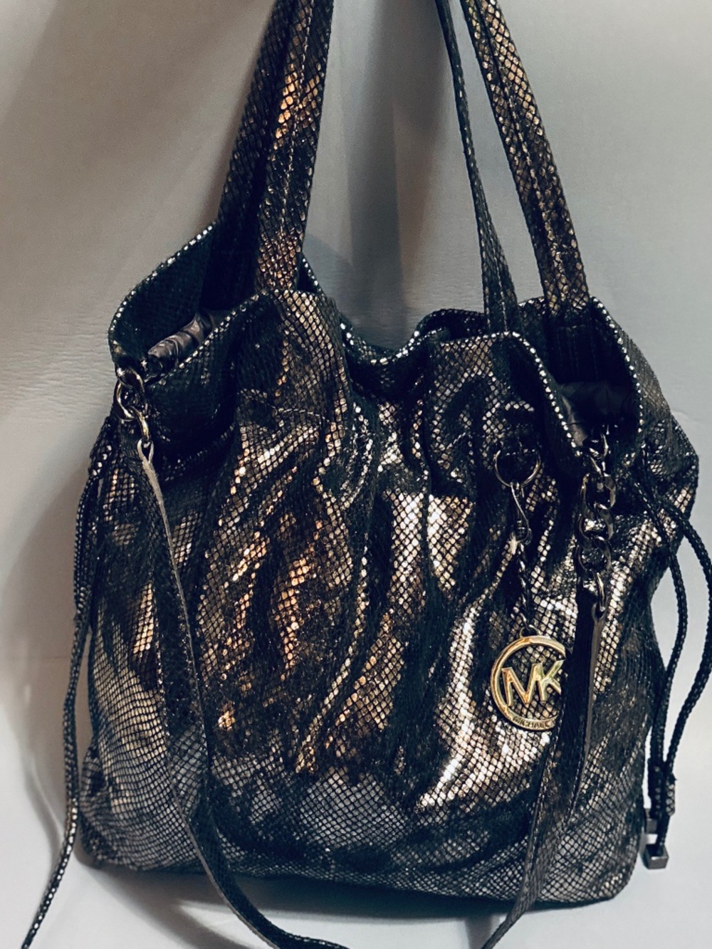 Michael Kors Metallic Black Snake Pattern Shoulder Bag